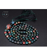 individually made in USA, hand knotted 108 mala beads, bloodstone, green... - £37.65 GBP