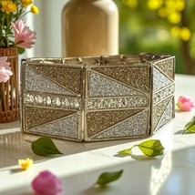 Art Deco Style Bracelet Clear Round CZs Gold Tone Silver Tone Geometric ... - $166.68 MXN