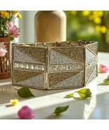 Art Deco Style Bracelet Clear Round CZs Gold Tone Silver Tone Geometric ... - $8.99