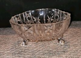 Vintage Three Feet Footed Pressed Glass Clear Candy Dish Bowl Relish Mus... - $14.99