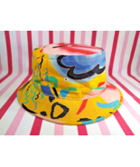 Fantastic Vintage 1970&#39;s Colorful Abstract Art Fabric Bucket Hat • Made ... - £53.49 GBP