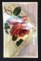 Antique Greeting Card Happy Days Be Yours Rose Bloom Gold Accents Germany - £7.21 GBP