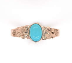 10k Rose Gold Small Dainty Victorian Genuine Natural Turquoise Ring (#J6328) - £194.97 GBP
