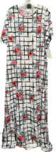 NWT LuLaRoe 3XL White Black Checker &amp; Floral Maria Knit Fabric Long Maxi... - $37.61