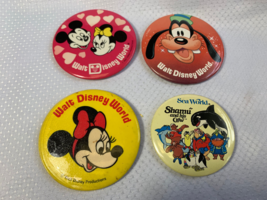 Walt Disney World &amp; Sea World Button Pin Lot Mickey Minnie Goofy Shamu &amp;... - $29.95