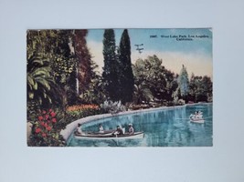 Los Angeles California West Lake Park c1918 Romantic Rowboats Blue Water Posted - £4.98 GBP