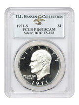 1971-S $1 PCGS PR69DCAM (DDO, FS-103, Silver) ex: D.L. Hansen - $7,893.38