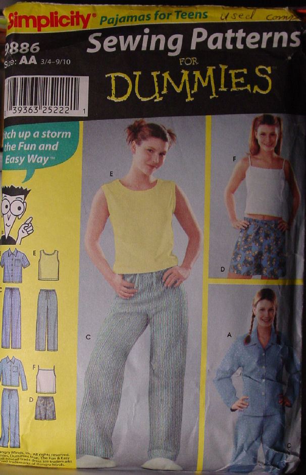 Primary image for Pattern 9886 (Used) Teen Pajamas Several Styles sz 3/4 - 9/10