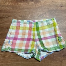 Crewcuts Girls Linen Look Adjustable Checkered Shorts Bows Size 12 Large... - $21.78