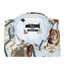 Men's Sports Shirt by MIZUMI Medallion Floral Printed Short Sleeves M648 White image 8