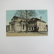 Antique Richmond Indiana Postcard St. Mary&#39;s Catholic Church &amp; Parish House - £7.83 GBP