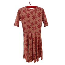 LuLaRoe Dress Holiday Pointsettia Print Gold Metallic Sparkle Fit And Flare - £14.78 GBP
