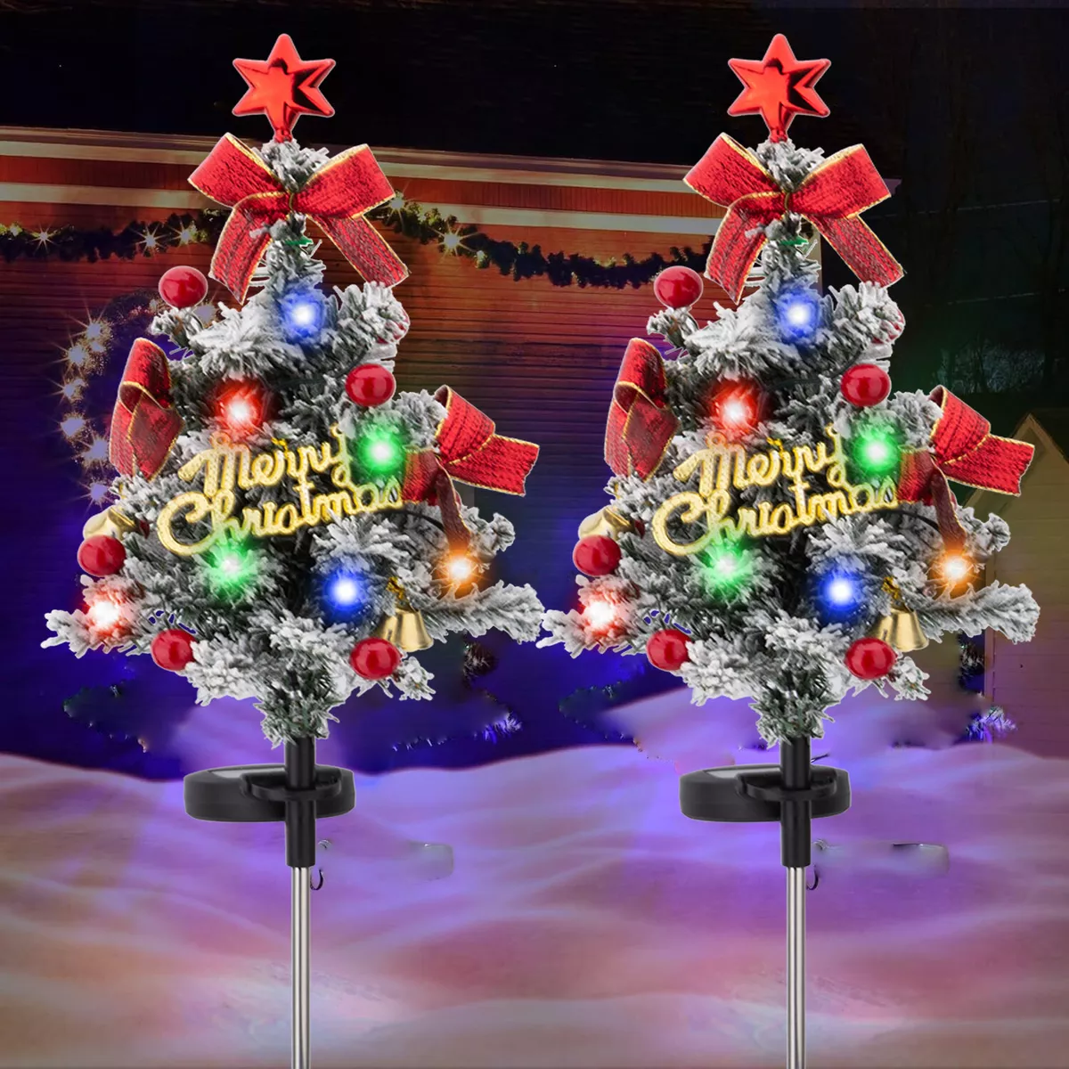2 Packs Solar Christmas Tree Stake Lights Waterproof Outdoor Xmas Lawn P... - $1,021.03 MXN