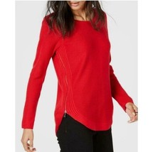 INC Womens Petite PS Real Red Side Zippers Sweater NWT CC40 - $44.09