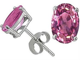 6.00 Ct 10x8mm Womens Unique 14K Solid Wg Pink Sapphire Oval Shape Stud Earrings - £103.50 GBP