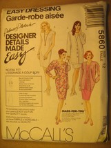UNCUT Sewing Pattern 1992 McCALL&#39;S 12,14,16 DRESS Jacket 5860 [Z180] - £3.12 GBP