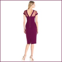 Wine Knee Length Sheath Marilyn Style Dress with Transparent Bodice Top image 2