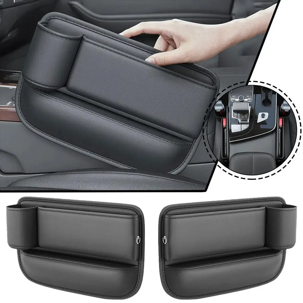 Universal PU Leather Car Seat Gaps Case Storage Bag Console Side Seat Plug - £16.62 GBP