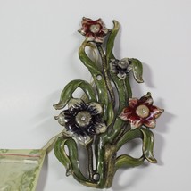 Olivia and Gracie Genuine Czech Crystals Wall Hook Enameled Metal Floral - $10.79