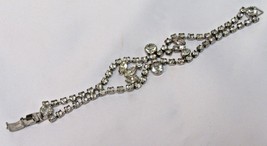 Vintage Clear Ice Rhinestone Sparkly Crystal Bracelet Statement 7&quot; Long - £11.78 GBP