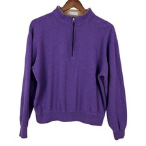 Peter Millar 1/4 Zip Sweatshirt Pullover Women Medium Mock Neck 100% Cotton Crop - £30.58 GBP