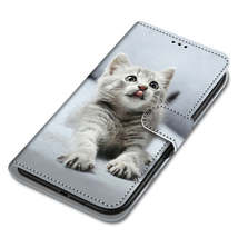 Anymob Samsung Gray Kitten Cute Animal Painted Leather Phone Case Flip Wallet  - £23.09 GBP