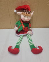 Very Merry Winter Christmas Table Decor Sitting Girl Elf 26&quot; Tall, 13&quot; Sitting - £17.11 GBP