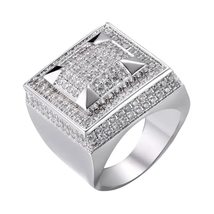 Moissanite Pyramid Men Ring Iced Out Moissanite Pyramid Ring Solid Silver Pyrami - £142.41 GBP