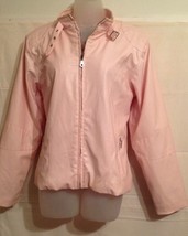 KC Collection Women&#39;s Sz M Jacket Coat Pale Pink Faux Leather Zip Front - £7.75 GBP