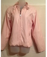 KC Collection Women&#39;s Sz M Jacket Coat Pale Pink Faux Leather Zip Front - £7.77 GBP