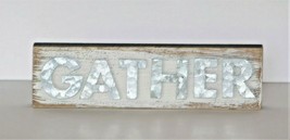 Gather Rustic Wood Block Sign for Home Decor Freestanding Farmhouse Wood Sign - £9.63 GBP