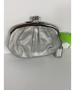 Coach Coin Purse Kisslock Framed Silver Wallet Soft Leather Hang Tag W15 - £55.52 GBP