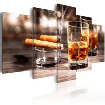 Tiptophomedecor Stretched Canvas Still Life Art - Cigar And Whiskey - Stretched  - £70.88 GBP+