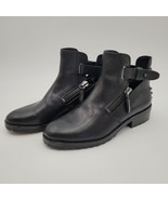 Women&#39;s Dolce Vita Kinley Moto Bootie Ankle Heel Boot 7M Black Leather - $67.68 CAD