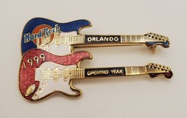 Hard Rock Cafe Orlando Lot of 2 Pins Pinback Opening Year 1999 Fender Gu... - $29.50