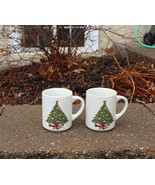 Set of 2 Mount Clemens Pottery Christmas Tree Coffee Mugs Cups - Mint! - $12.99