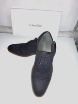 Calvin Klein Mens Navy Blue Gaige Canvas Oxford Dress  shoes 10.5 New in... - $77.89