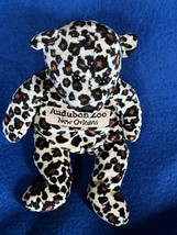 Cream w Black &amp; Brown Leopard Spot Plush Audubon Zoo New Orleans Teddy Bear Stuf - £7.52 GBP