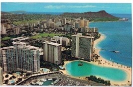 Hawaii Postcard Waikiki Hotels Diamond Head - £1.69 GBP