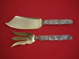 Shiebler Sterling Silver Fish Serving Set 2pc GW Frosted w/ Cast Flowers #2854 - £1,197.86 GBP