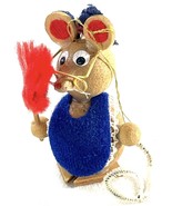 Vintage Handmade Wood Mouse Housekeeper  Christmas Ornament - $6.12 CAD