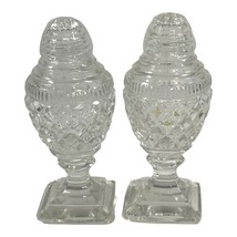 Vintage Crystal Salt &amp; Pepper Shakers  Diamond Cut Pattern 4.5&quot; Square Base - £28.50 GBP