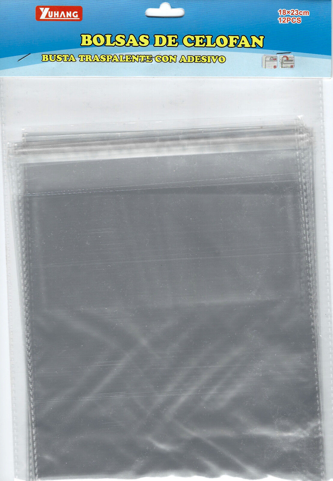 12 cellophane bags with closure sticker 18 x 23 cm - $5.69