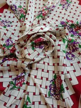 Vintage Floral Basket Weave Scarf Square 31 x 32 Flowers Head Neck Busin... - £17.95 GBP