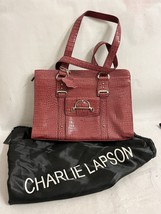 Charlie Lapson Wine Pink Croc Embossed Handbag Purse w Tag Style 761 - £23.34 GBP