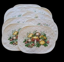Vintage 70s Mushroom Frog Quilted Cotton Placemats Set of 10 Toadstool T... - $59.39