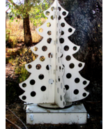 rotating white CHRISTMAS TREE rigid fiberglass w/base 4 spotlights  82" ... - $945.00