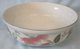 Mikasa Silk Flowers White Green and Pink F3003 8 1/2&quot; Round Serving Bowl - £15.06 GBP