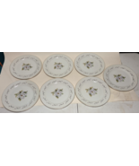 (Set of 7) ROSALINDA YAMAKA JAPAN VINTAGE White Flower, Gray Leaves Plat... - $39.59