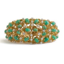 Authenticity Guarantee 
Vintage Green Cabochon Emerald Diamond Bangle Bracele... - £12,825.35 GBP